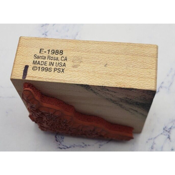 Pretty Rose Vine Corner PSX Wood Mounted Rubber Stamp E-1988 - Picture 4 of 7